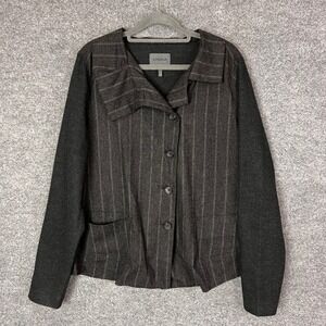 OSKA‎ Women's Charcoal Pinstripe Jacket Cardigan Sweater Knit Size 2